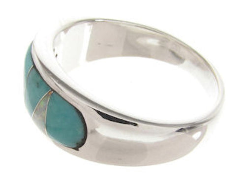 Southwest Turquoise and Opal Silver Ring Size 6-3/4 IS58269